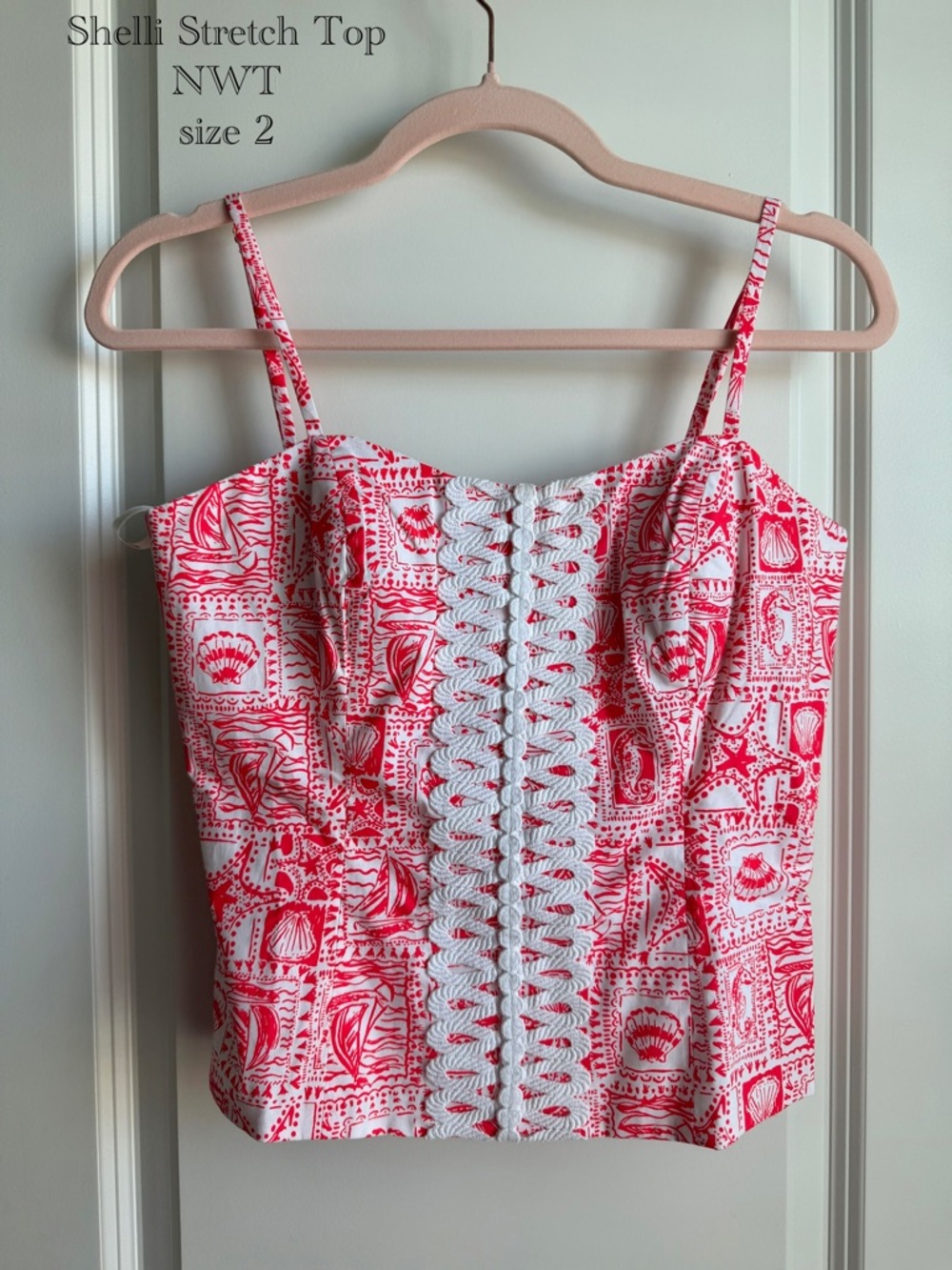 Lilly Pulitzer Mizner Red & White Shelli Stretch Tank
